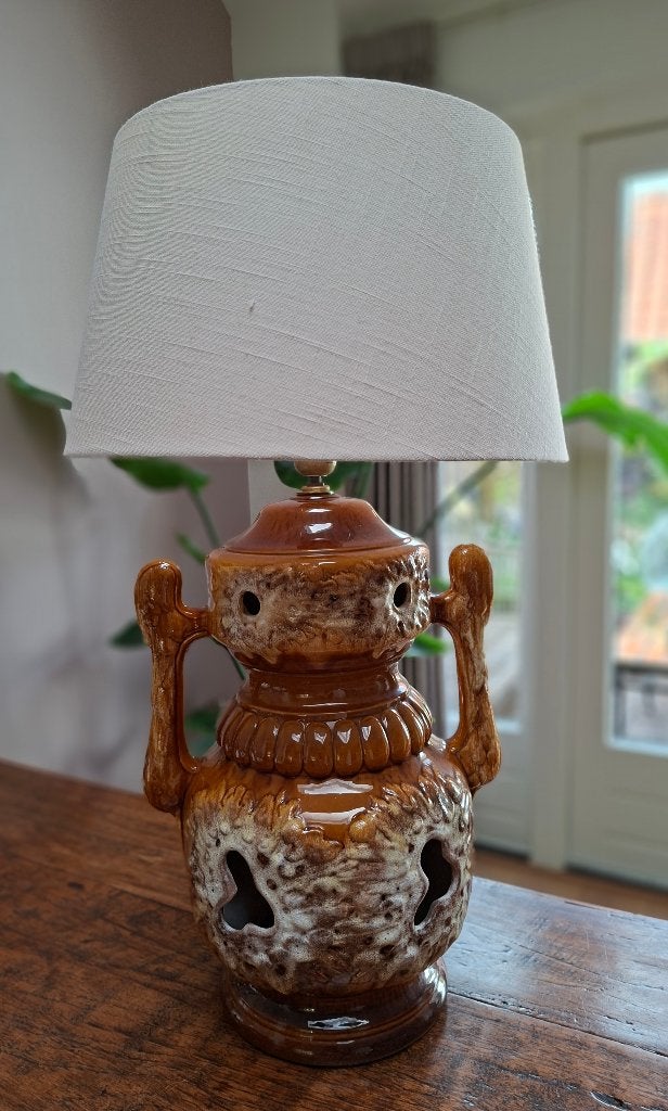 Vintage keramiek Fat Lava / Vallauris stijl, Gebruikt, Keramiek, E27 (groot), Minder dan 100 cm