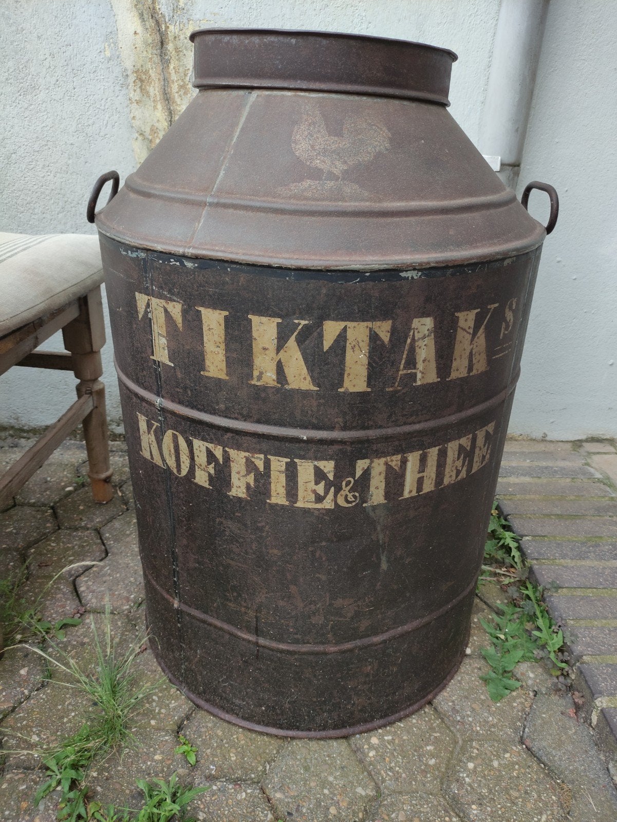 Tik tak's koffie & thee groot metaal vat, Ophalen, Gebruikt