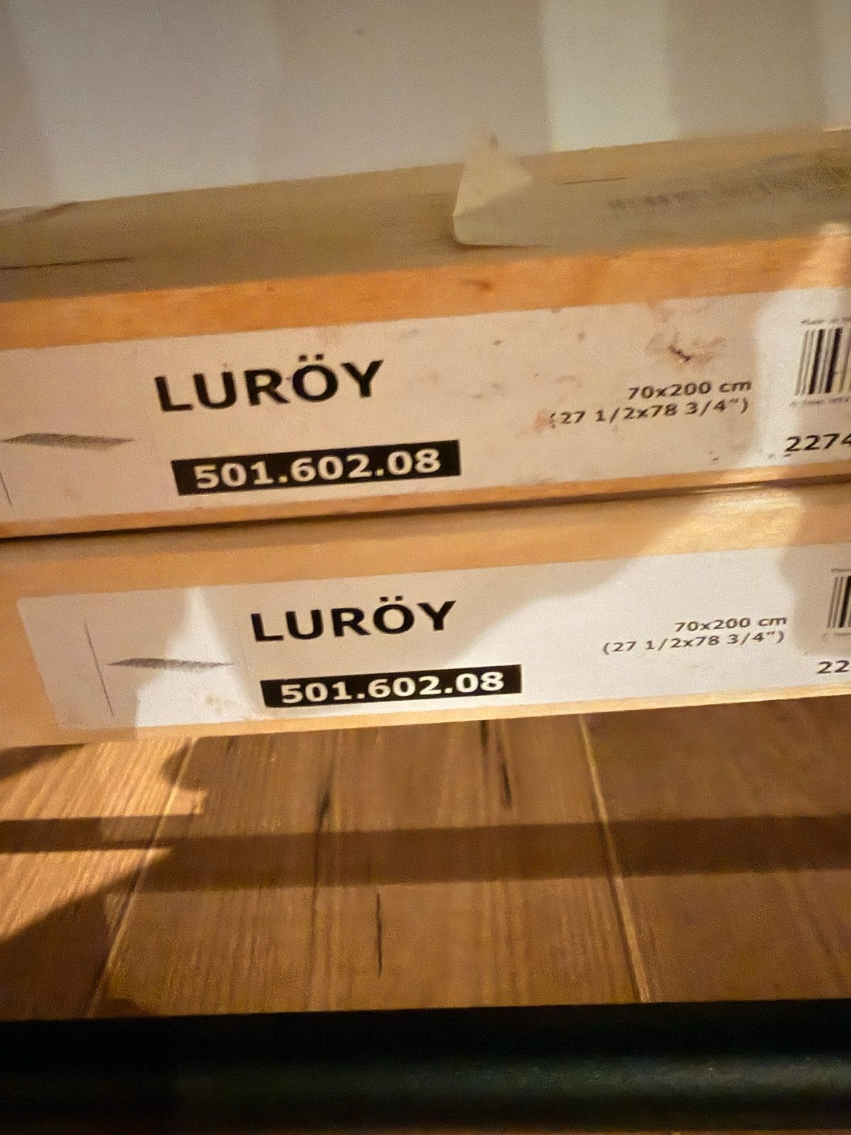 2x IKEA LURÖY Lattenbodem 70x200 cm, Ophalen, Beige, Nieuw, 200 cm