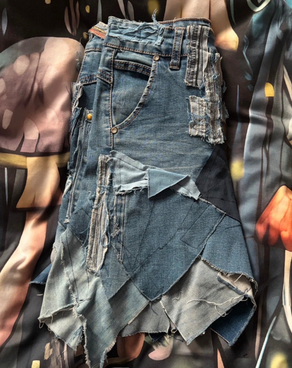 Handgemaakte denim mini rok, Kleding | Dames, Rokken, Nieuw, Maat 36 (S), Blauw, Boven de knie, Ophalen of Verzenden