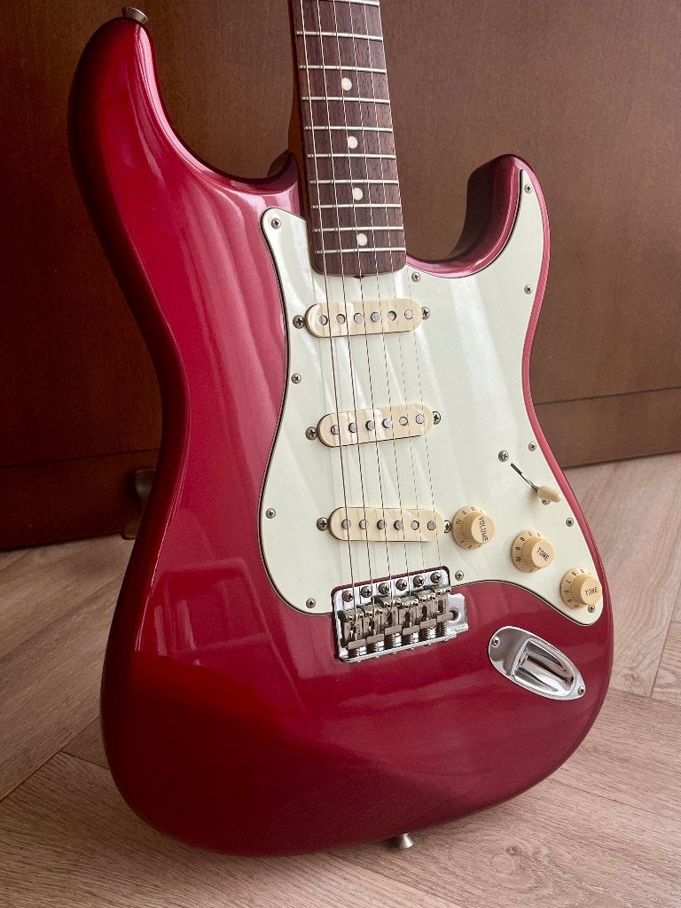 2009 Fender Japan ST62-TX Stratocaster Old Candy Apple Red, Ophalen, Gebruikt, Solid body, Fender