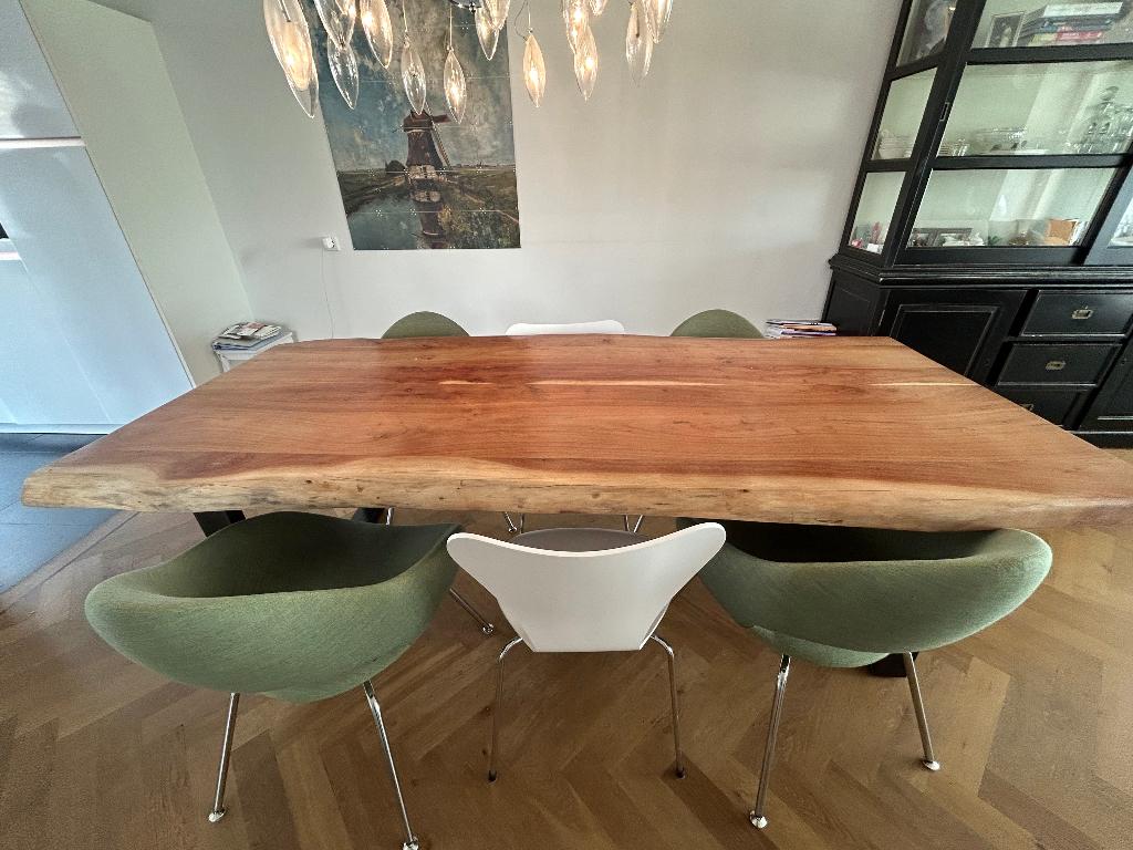 Boomstam eettafel 240x100, Huis en Inrichting, Tafels | Eettafels, Ophalen, Overige materialen, Gebruikt, 100 tot 150 cm