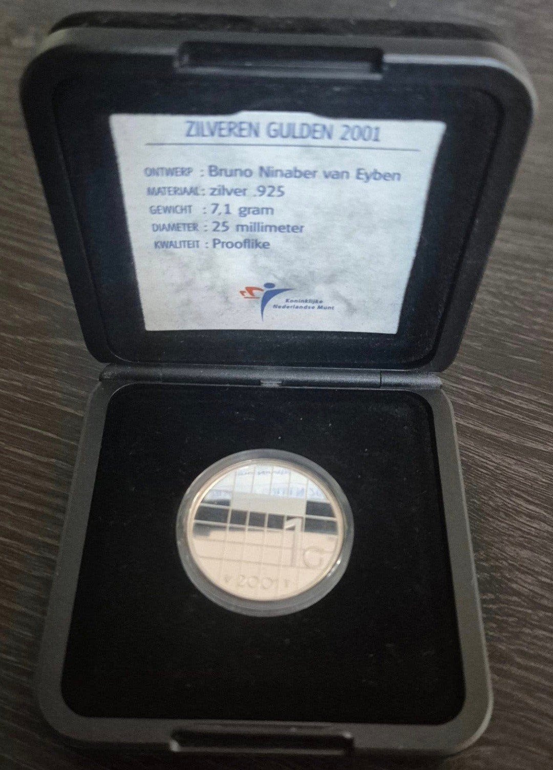 Zilveren Gulden 2001, Koninklijke Nederlandse Munt, 1 gulden, Koningin Beatrix, Zilver, Ophalen of Verzenden
