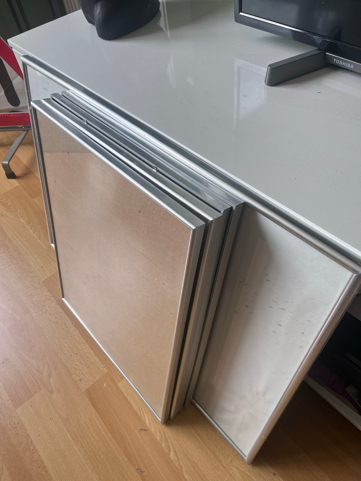 Set van 5 zilverkleurige fotolijsten, Ophalen, Gebruikt, Fotolijst, Metaal