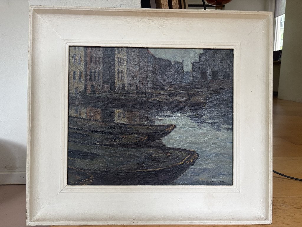 schilderij Gerard Post Greve, Ophalen, Doek, Impressionistisch, Ingelijst