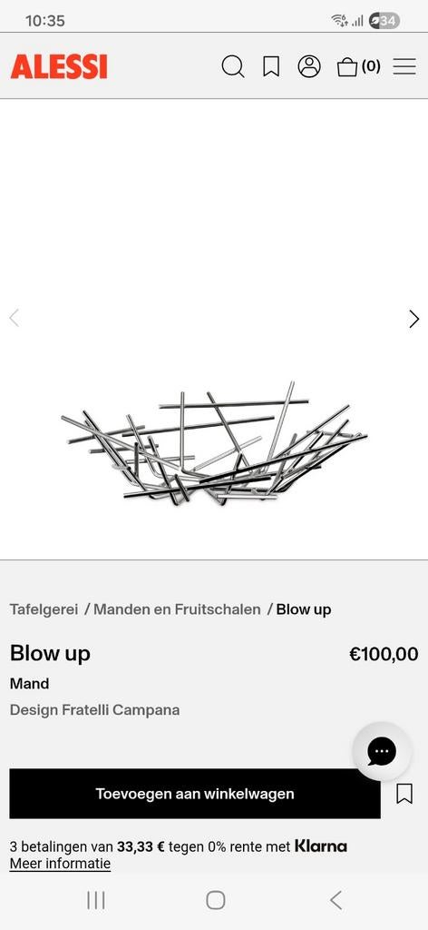Alessi 18/10 Fratelli Campana 2004 Blow Up fruitschaal, Ophalen of Verzenden, Rond, Overige materialen
