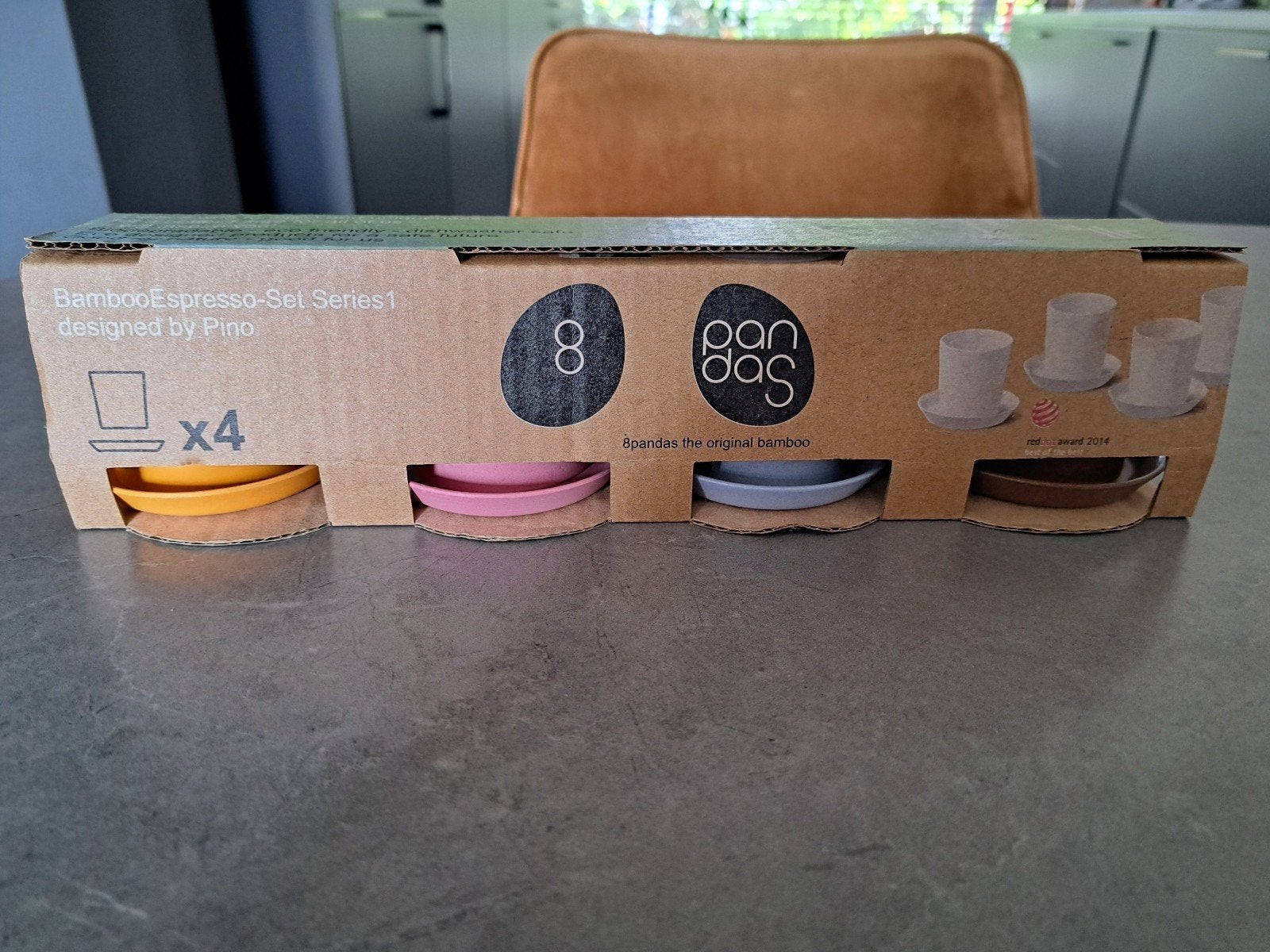 4 espressokopjes van 8 pandas Bamboo design, diverse kleuren, Overige merken, Nieuw, Ophalen of Verzenden, Modern