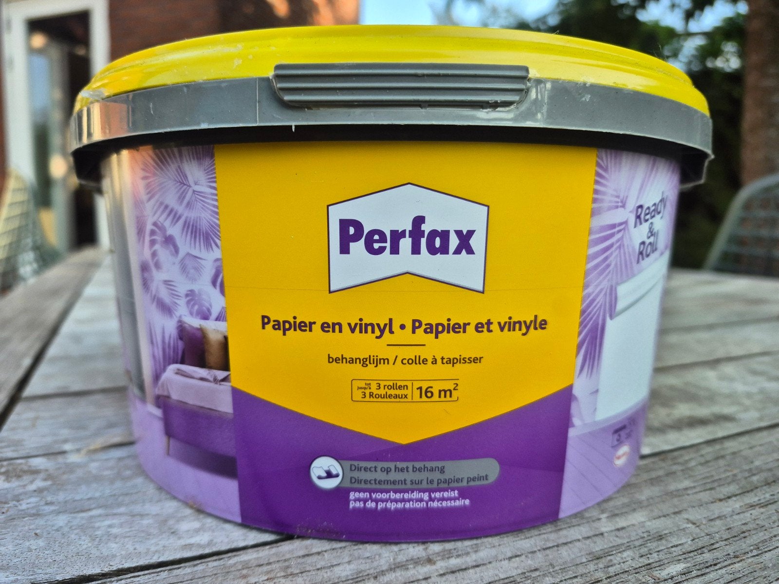 Perfax behanglijm - kant en klaar halve emmer, Gebruikt, Wit, Ophalen of Verzenden, Verf
