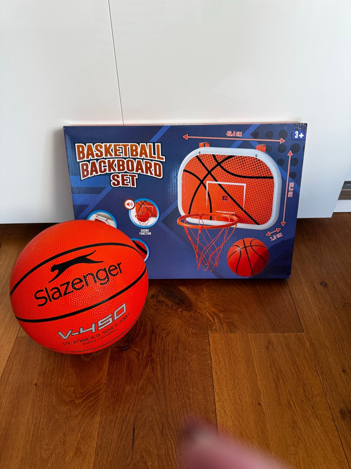 Basketbal Backboard Set met Slazenger V-450 Bal, Ophalen of Verzenden, Zo goed als nieuw, Ring, Bord of Paal