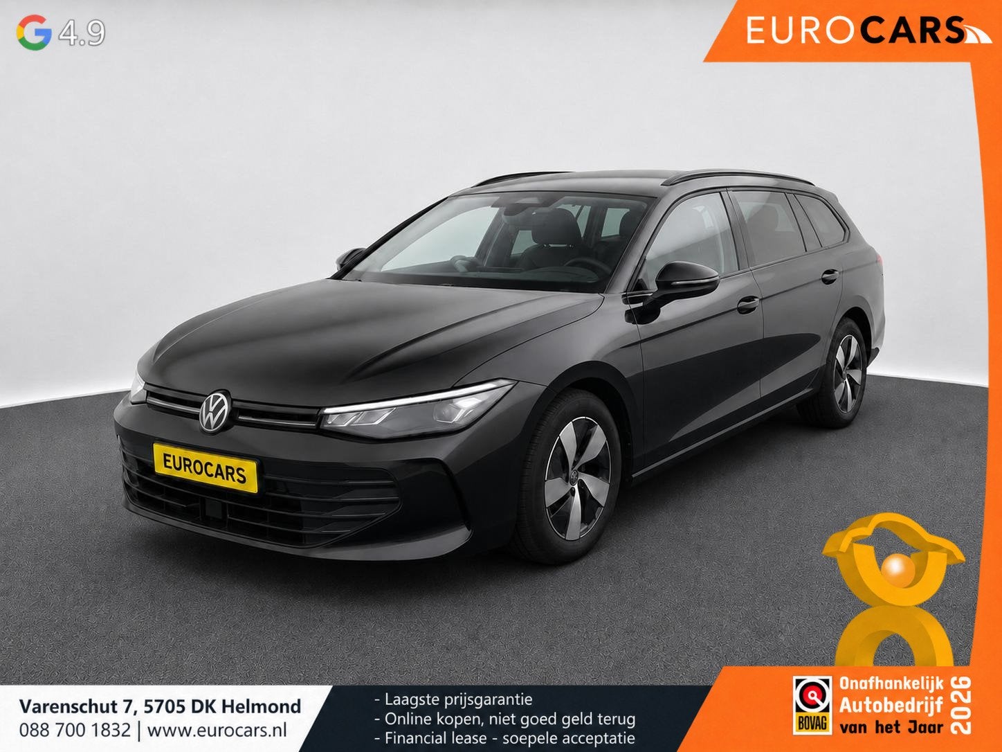 Volkswagen Passat Variant 1.5 eTSI Business Navigatie Apple, Auto's, Zwart, 4 cilinders, Verwarmde buitenspiegels, Zwart