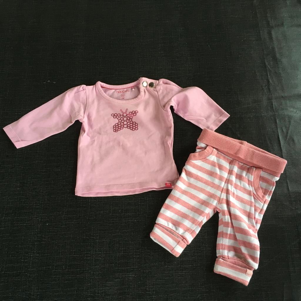 Noppies Newborn Setje - Broekje (50) & Shirtje (56) - ZGAN, Kinderen en Baby's, Babykleding | Maat 56, Ophalen of Verzenden, Zo goed als nieuw
