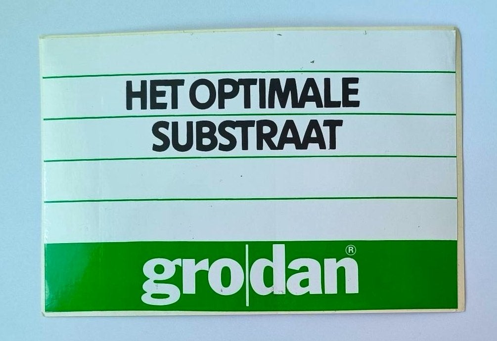 Sticker Grodan Het optimale substraat, Ophalen of Verzenden, Zo goed als nieuw, Merk