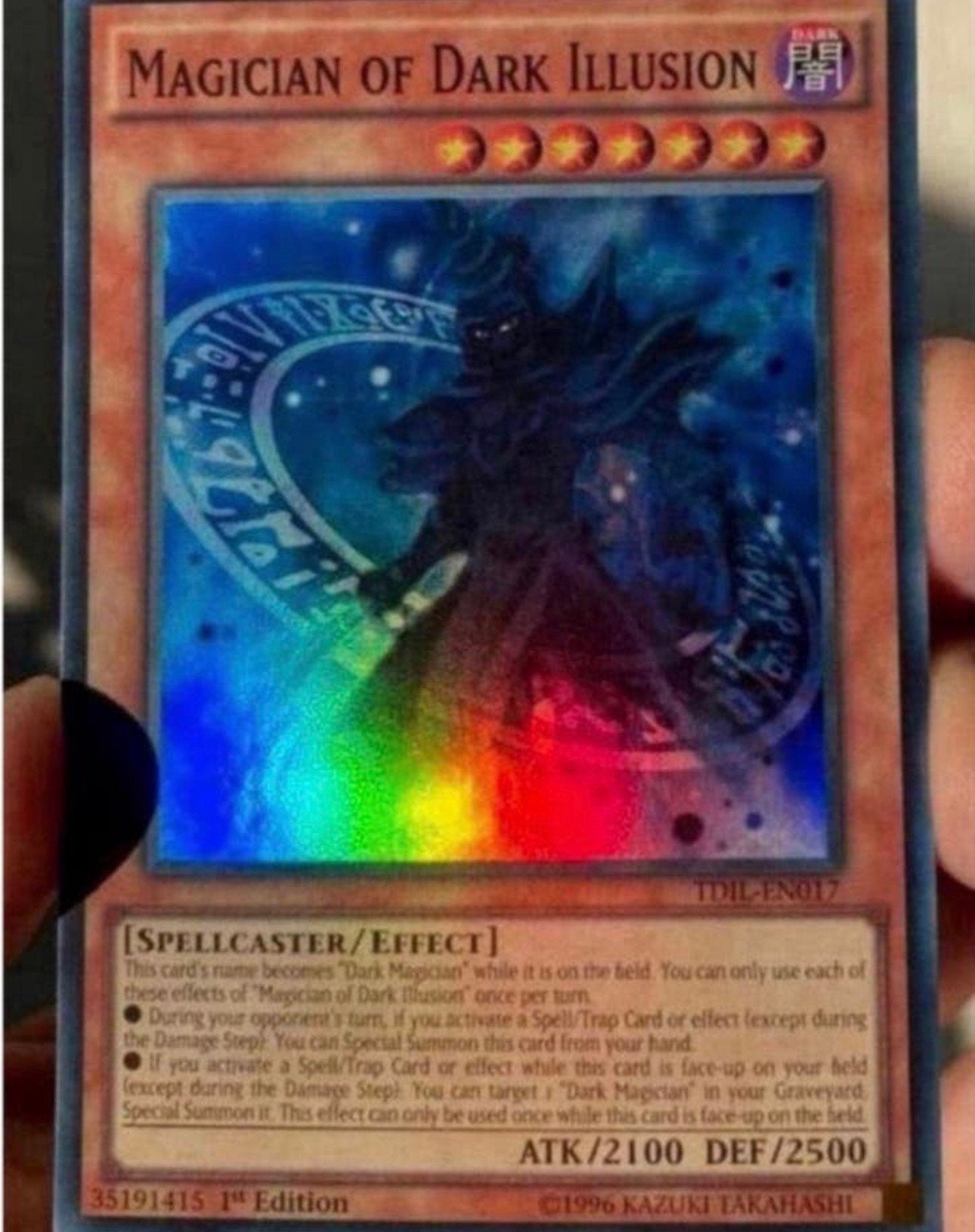 Yu-Gi-Oh! Magician of Dark Illusion TDIL 1st Edition !, Ophalen of Verzenden, Gebruikt, Losse kaart, Foil