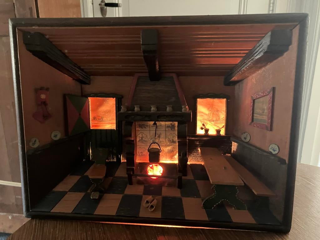 Uniek handgemaakt diorama met verlichting, Ophalen of Verzenden, Gebruikt, 1:50 of kleiner, Diorama