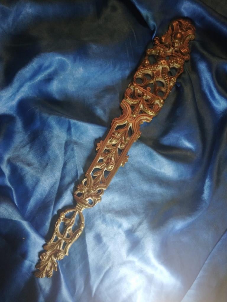 Antieke bronzen briefopener met gedetailleerde versiering, Ophalen of Verzenden