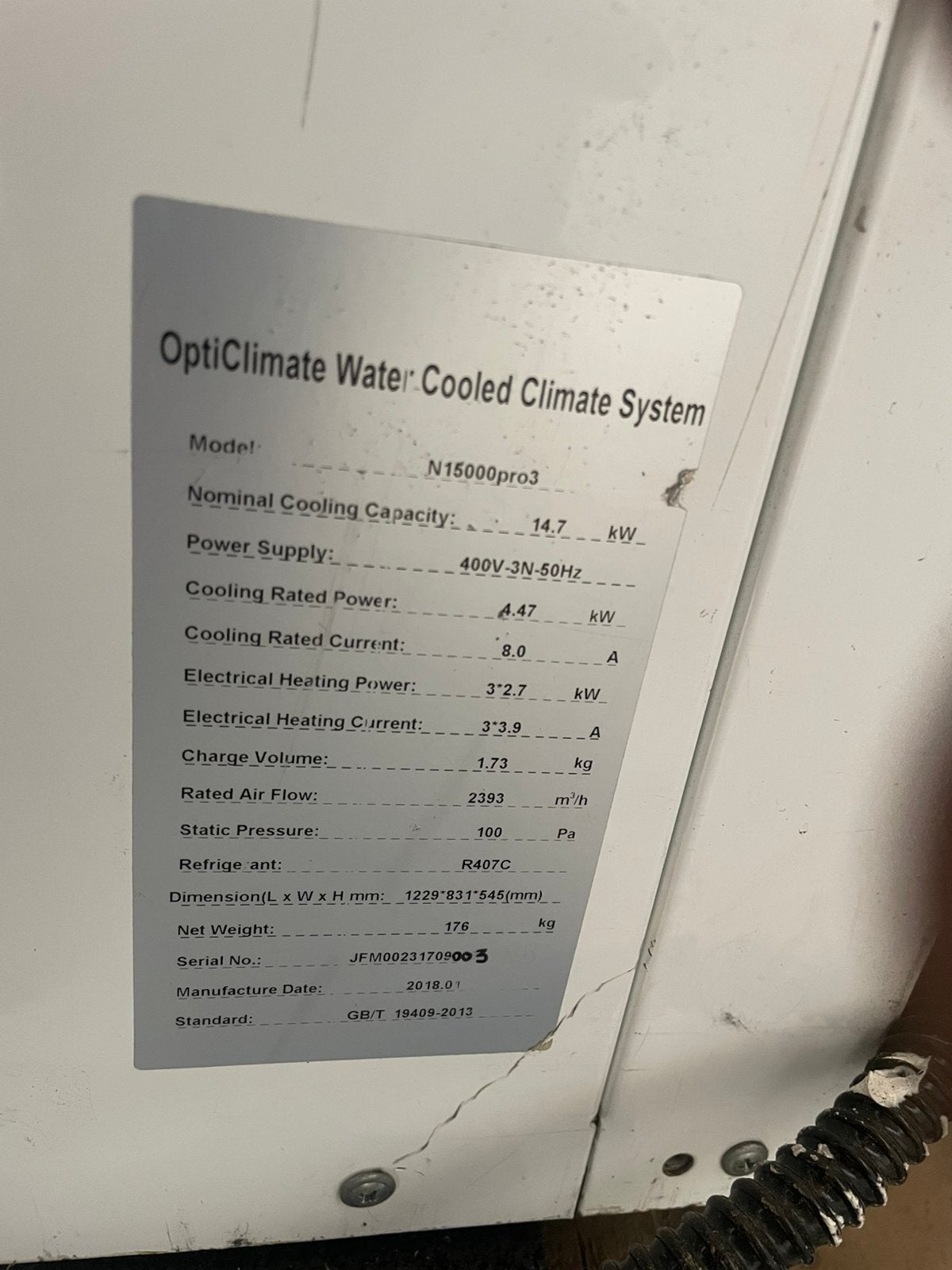 Opticlimate 15000 pro 3, Ophalen, Gebruikt, Klimaatbeheersing