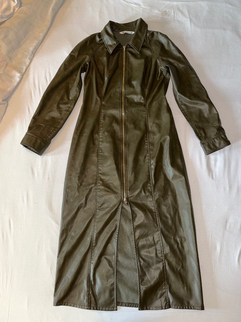 Lange leren damesjas van Zara, Kleding | Dames, Jassen | Zomer, Maat 38/40 (M), Verzenden, Zara, Gedragen