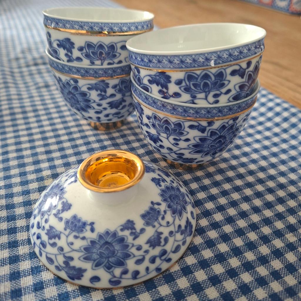 9-delig Chinees porseleinen theeserviesje | Lotus afbeelding, Antiek en Kunst, Ophalen of Verzenden