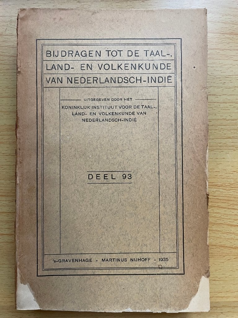Bijdragen tot de Taal-, Land- en Volkenkunde van N.-Indië 93, Ophalen of Verzenden, Gelezen, F.W. Stapel