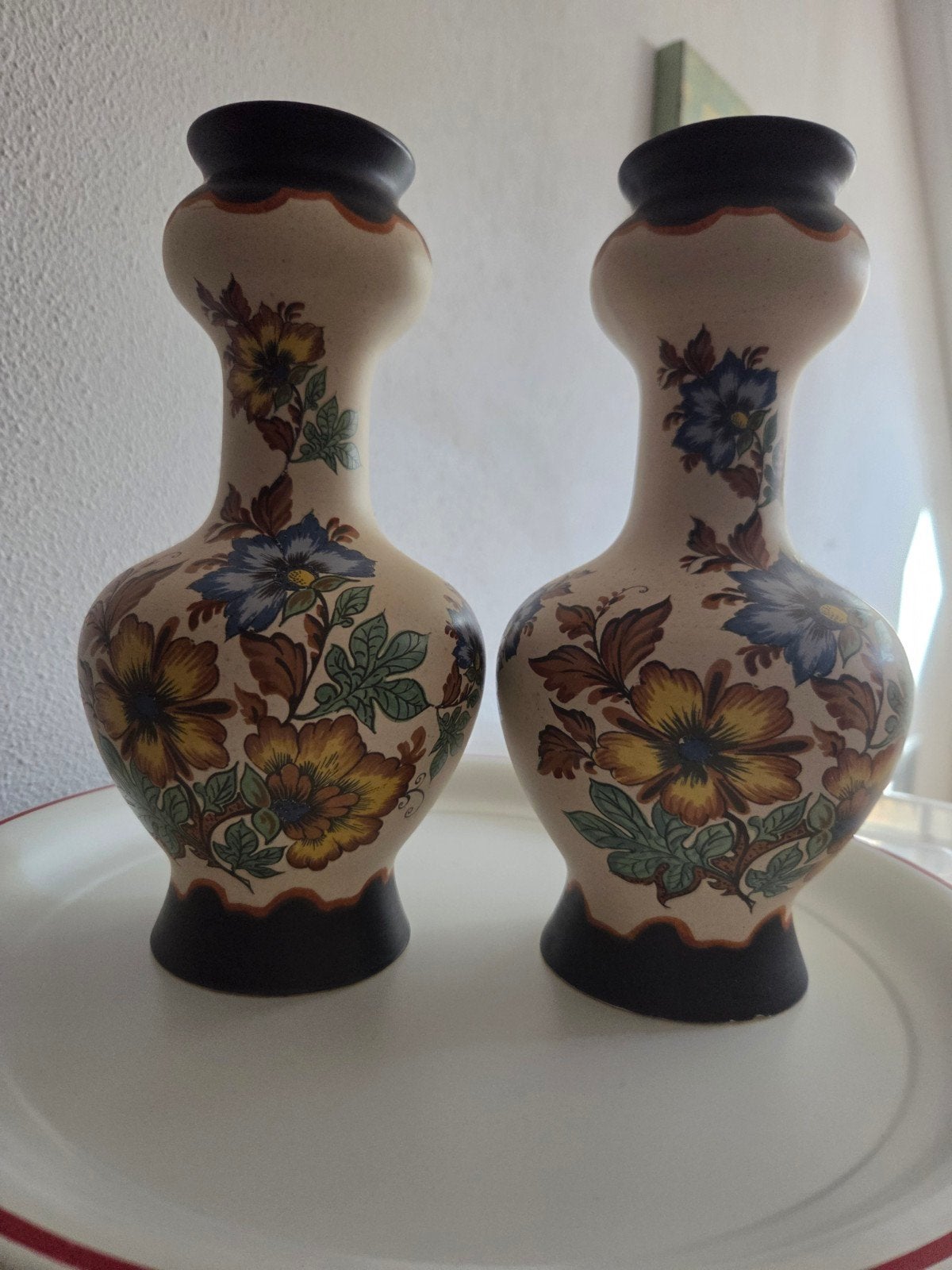 Set van 2 Modica Gouda-plateel vazen, handwerk Holland, Ophalen