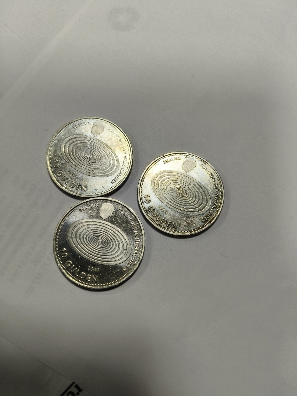 3x Zilveren Tientjes 1999/2000 Koningin Beatrix, Postzegels en Munten, Setje, Koningin Beatrix, Zilver, Ophalen of Verzenden