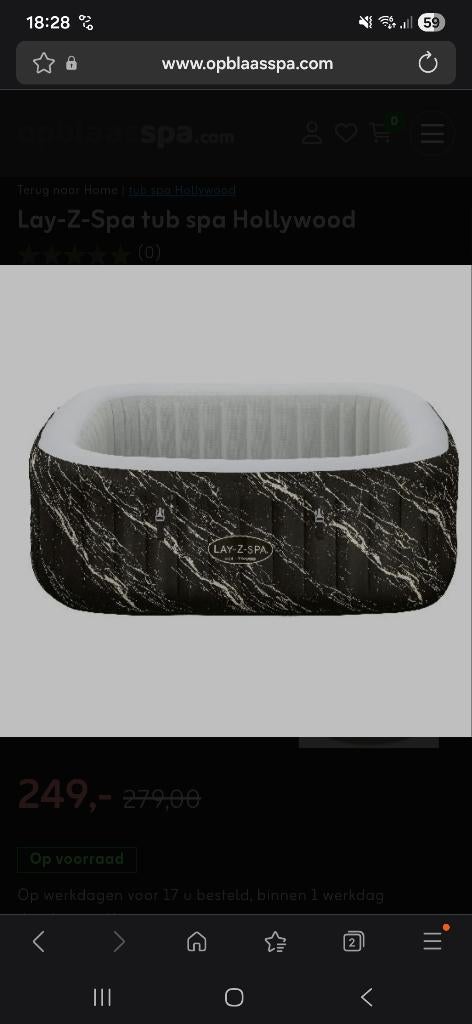 Lay-z spa tub hollywood, Ophalen, Nieuw, Pomp, Opblaasbaar