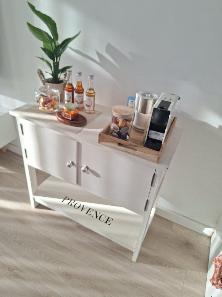 Wit kastje met deuren en open vak - Provence stijl, Huis en Inrichting, Ophalen, 50 tot 100 cm, Provence, Minder dan 100 cm