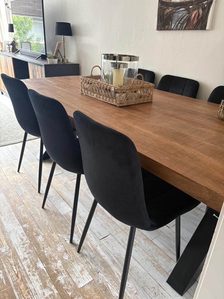 Eethoek met 6 stoelen 200x100 cm, 200 cm of meer, Zo goed als nieuw, Rechthoekig, 50 tot 100 cm