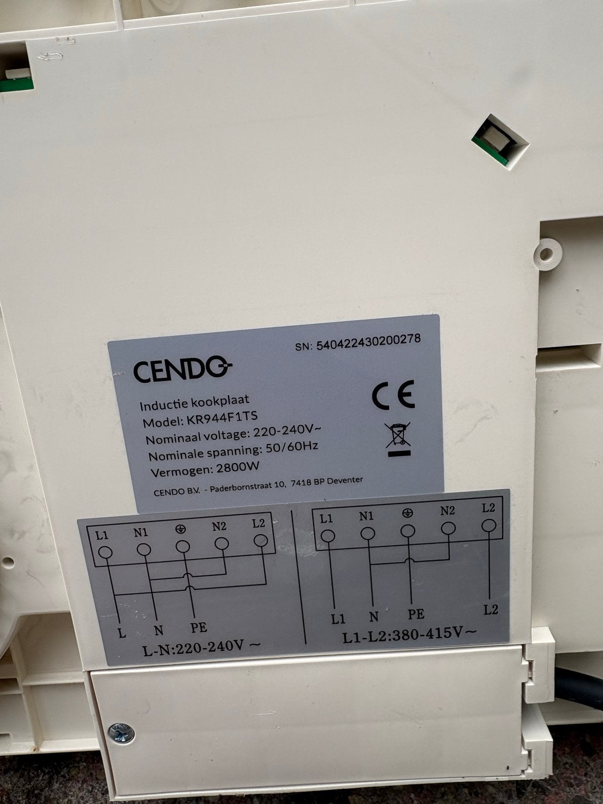 CENDO Inductie kookplaat KR944F1TS - 4 kookzones, Gebruikt, Inbouw, Inductie, 4 kookzones