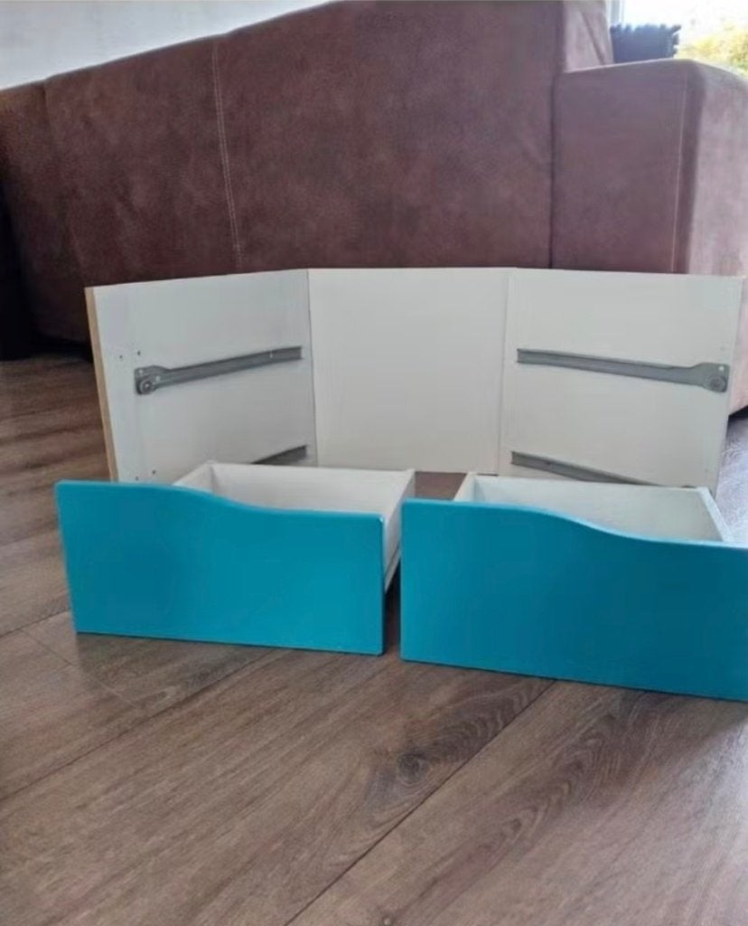 2x LADEN-deur inc. Inzetten Kallax Ikea turquoise blauw, Ophalen, Zo goed als nieuw