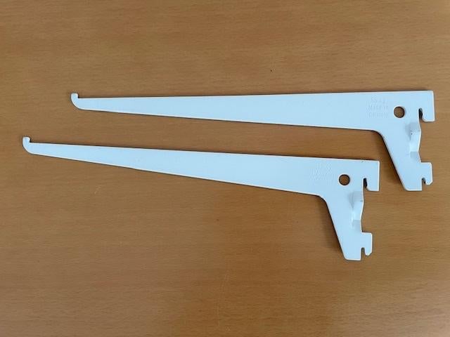 2 witte Plankdragers enkele rails 25 cm  , Ophalen of Verzenden, Gebruikt