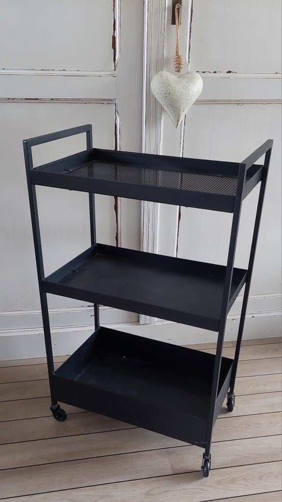 Ikea Nissafors rolwagen/trolley  , zwart metaal, Ophalen, Gebruikt