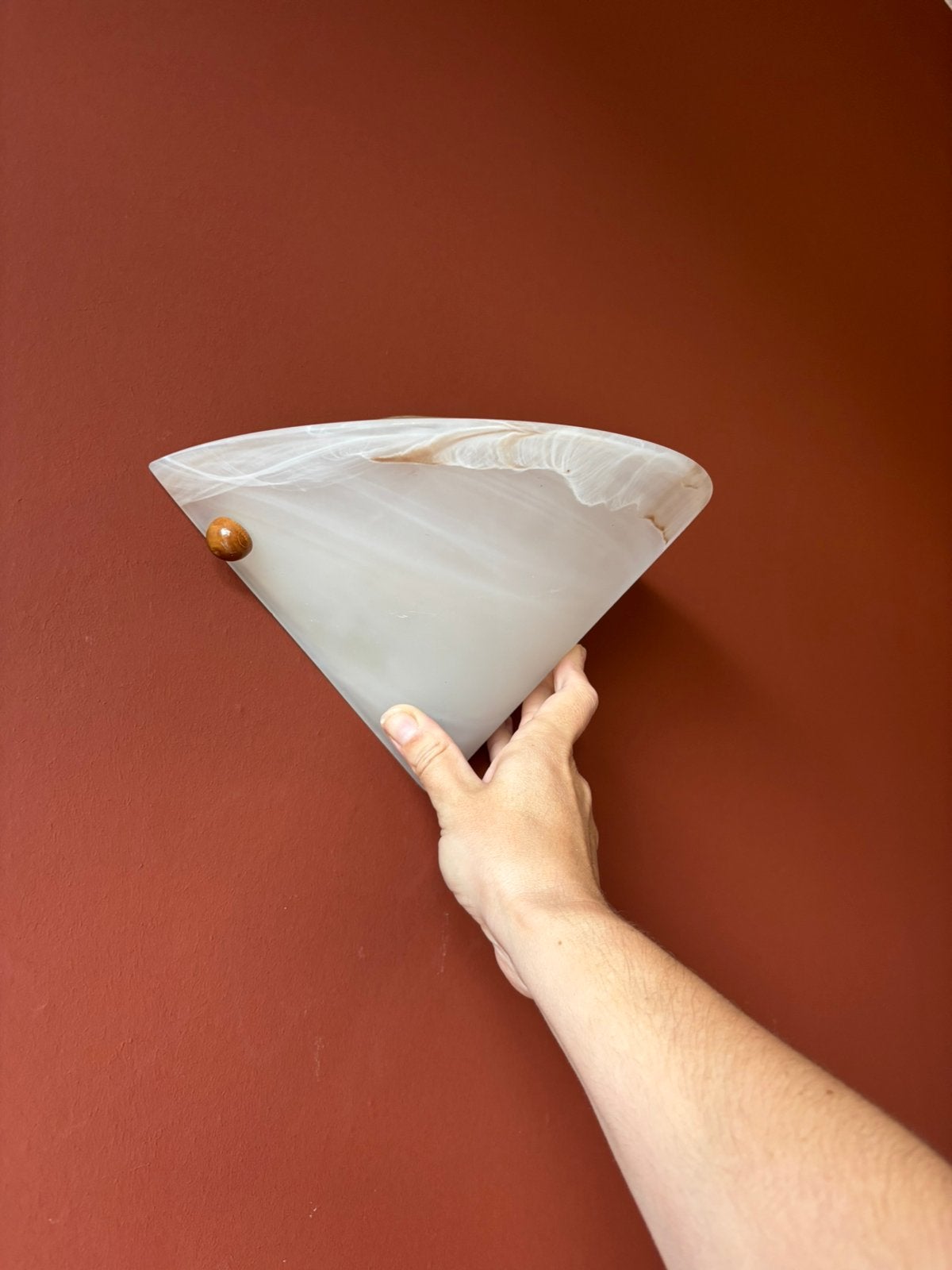 Massive wandlampje marble melkglas hout, Huis en Inrichting, Ophalen, Zo goed als nieuw