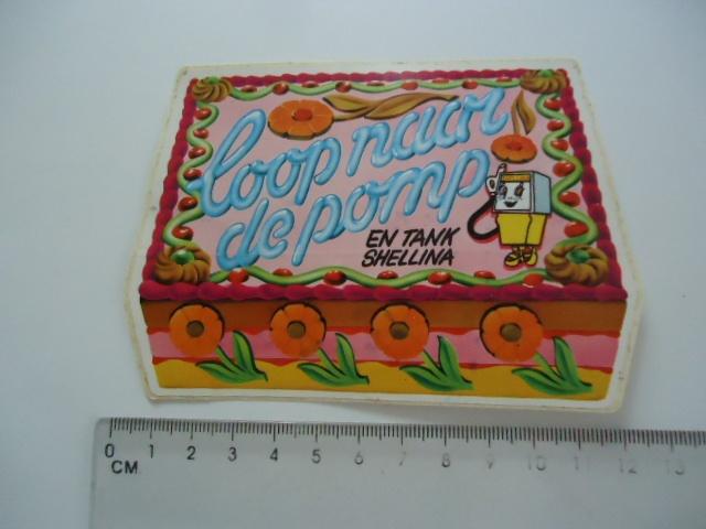 sticker oud SHELL Shellina oil pomp tankstation flowerpower, Verzenden, Zo goed als nieuw, Bedrijf of Vereniging