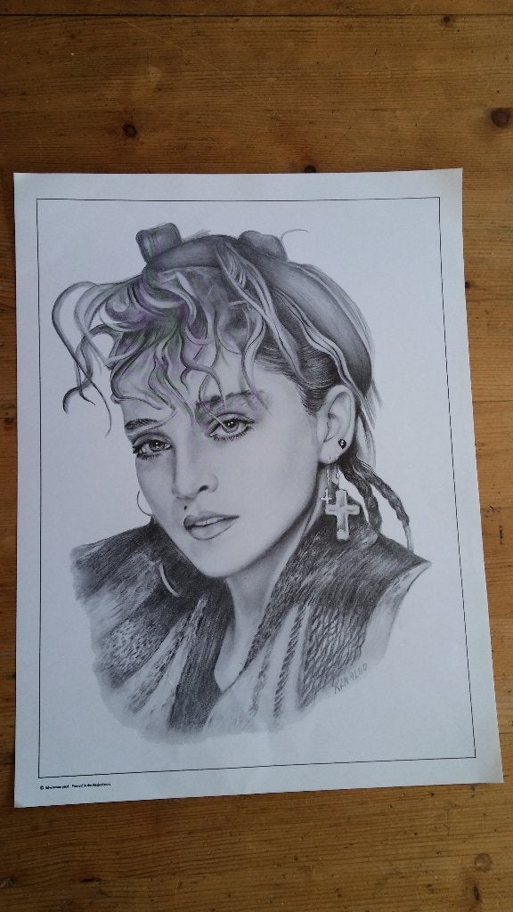 Madonna vintage queen of pop tekening print afbeelding 3, Ophalen of Verzenden, Zo goed als nieuw, Poster, Artwork of Schilderij