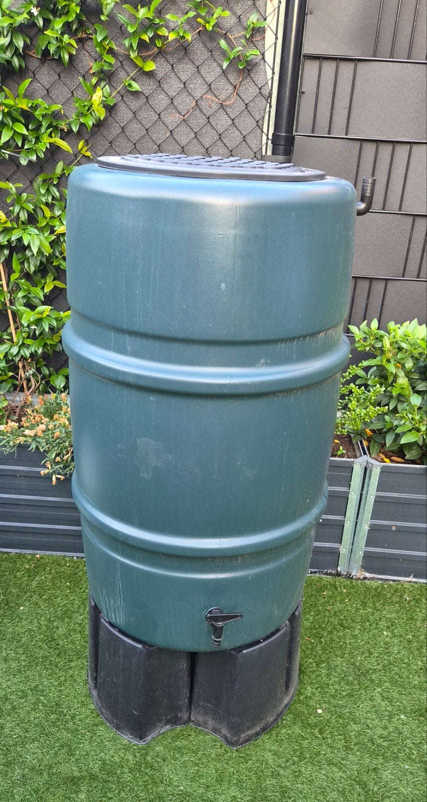 Regenton met onderstel en kraantje, 150 liter of meer, Ophalen, Zo goed als nieuw