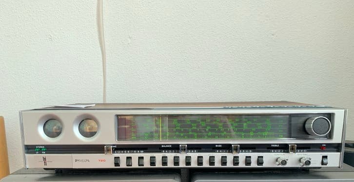 Philips 22RH720 radio versterker receiver vissenoog vintage, Ophalen, Gebruikt, Minder dan 60 watt, Overige merken