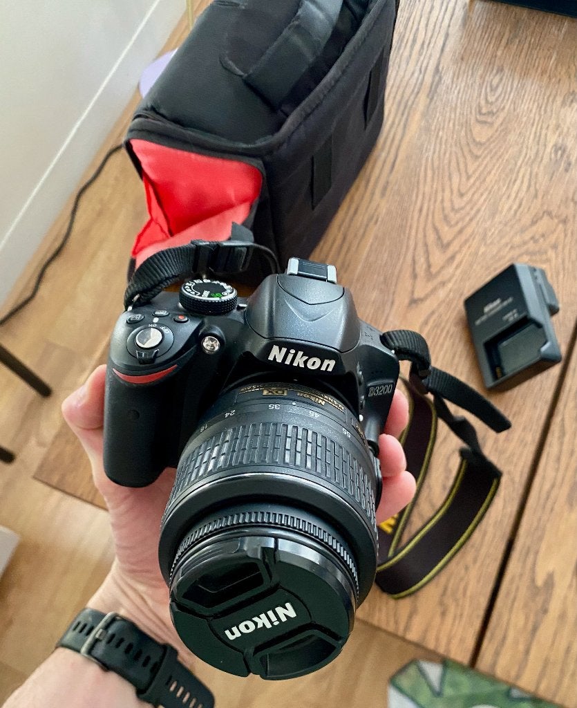 Nikon D3200 + 18-55mm lens + 32 gb | Slechts 3.455 kliks!, Spiegelreflex, Zo goed als nieuw, Geheugenkaart, Nikon