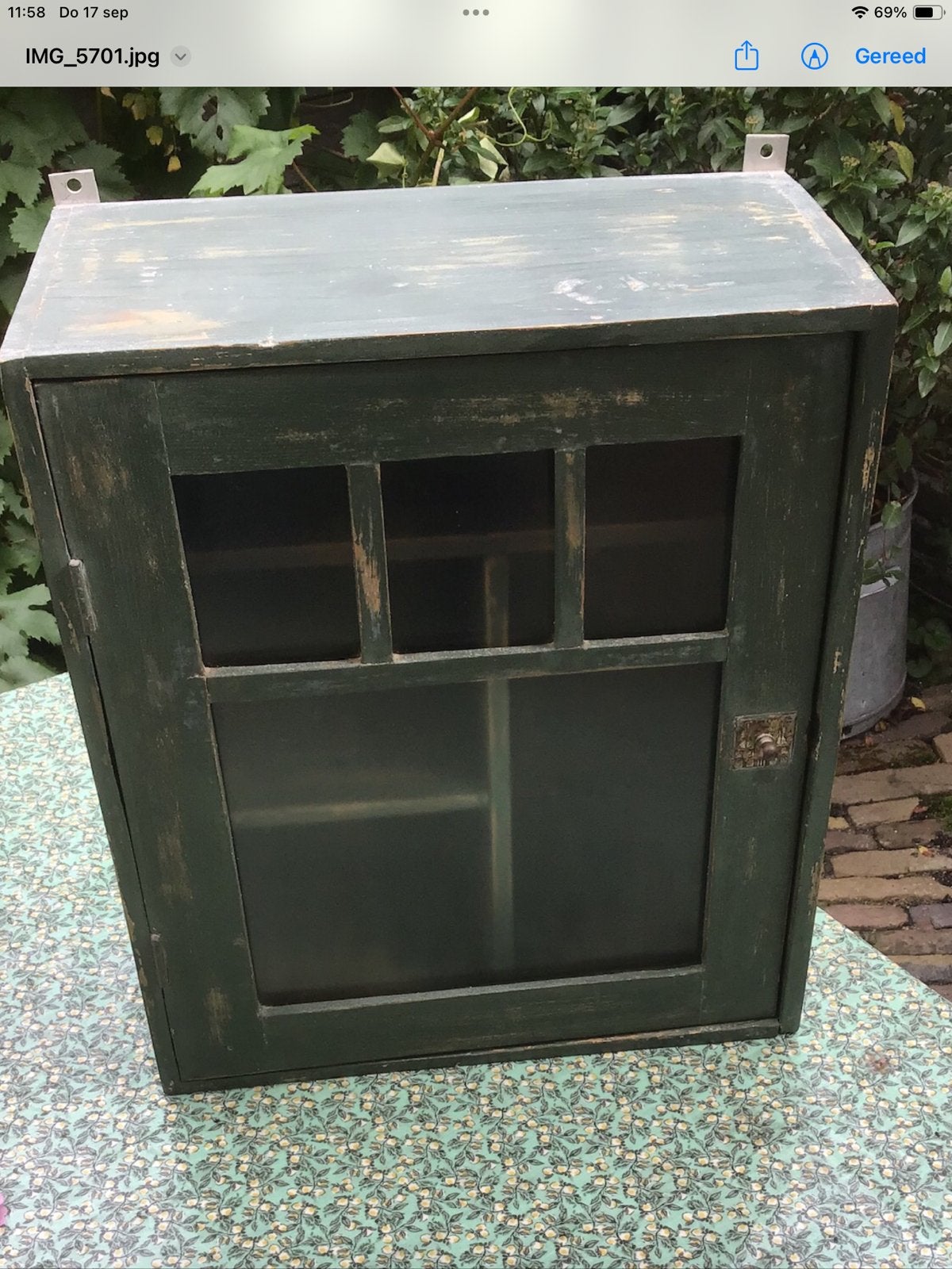 Vitage, lief vitrinekastje., Huis en Inrichting, Minder dan 50 cm, Gebruikt, Ophalen of Verzenden, Minder dan 100 cm