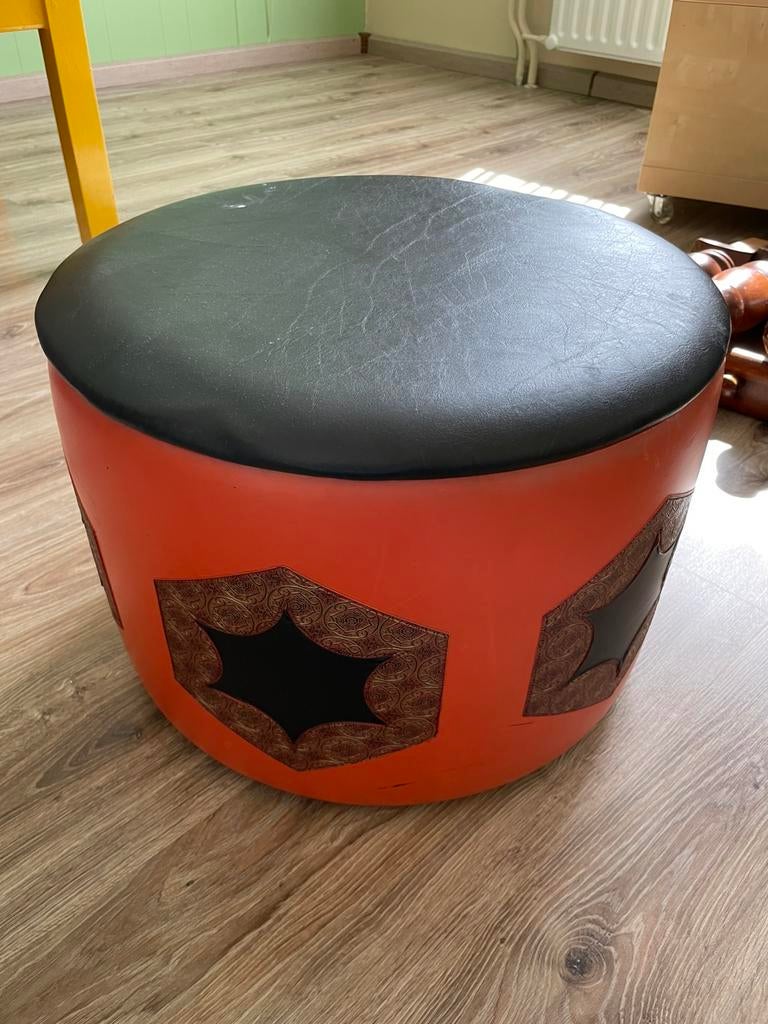 Vintage seventies poef, Ophalen, Minder dan 50 cm, Gebruikt, Seventies vintage