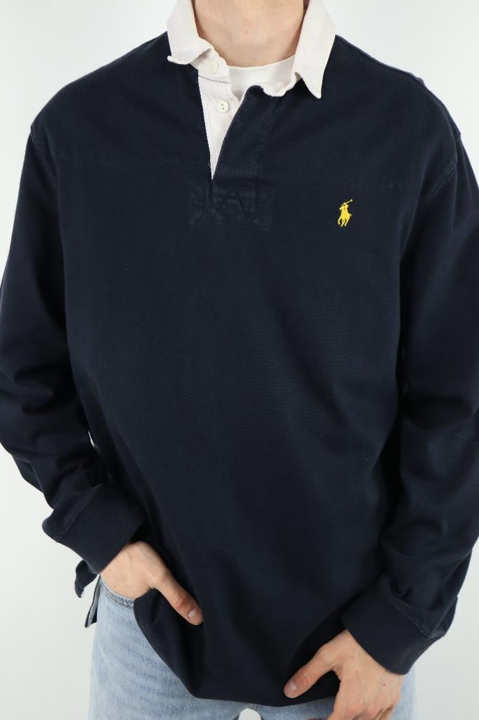Ralph Lauren (rugby) polo shirt met lange mouw - XL, Blauw, Ralph Lauren, Maat 56/58 (XL), Ophalen of Verzenden