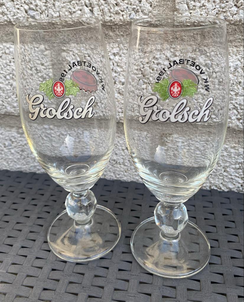 2 Grolsch WK Voetbal 1998 bierglazen. H. 18 cm., Verzamelen, Biermerken, Ophalen of Verzenden, Zo goed als nieuw, Glas of Glazen