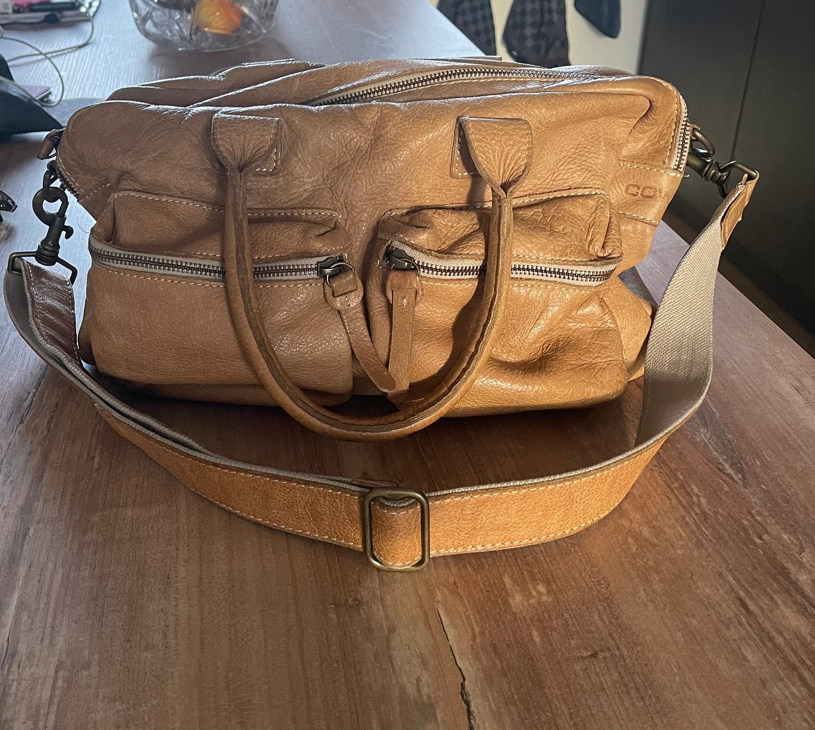 Cowboysbag in zeer goede staat lichtbeige leder, Ophalen of Verzenden, Zo goed als nieuw