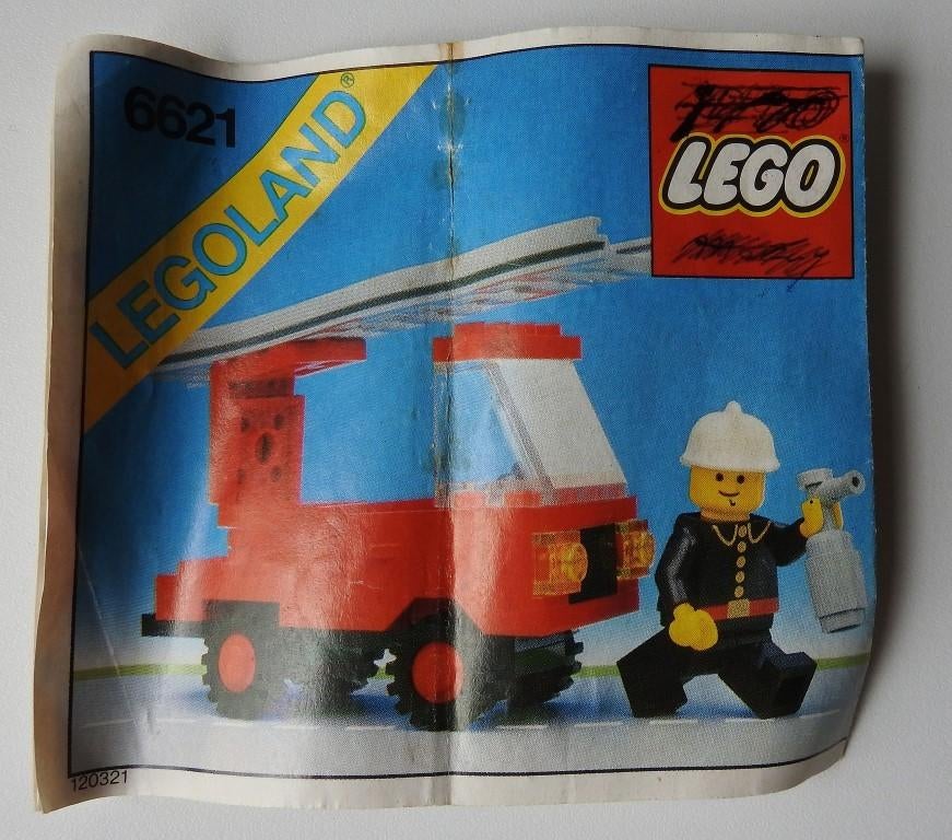 Lego 6621  Ladderwagen brandweer.  1984, Verzenden, Gebruikt