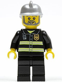 LEGO City cty0004 Fire - Reflective Stripes, Black Legs, Sil, Lego, Ophalen of Verzenden, Minifiguur, City