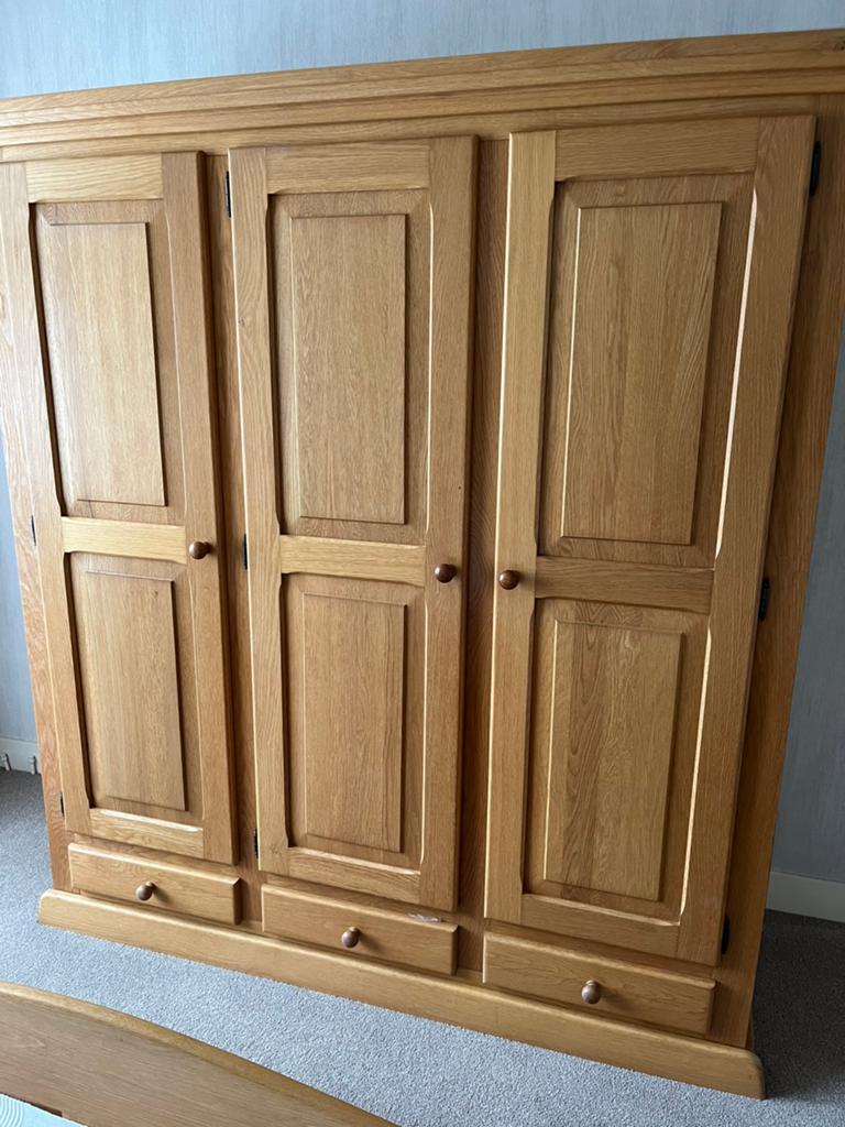 Blank eiken kledingkast, Gebruikt, Klassiek, 150 tot 200 cm, Eikenhout