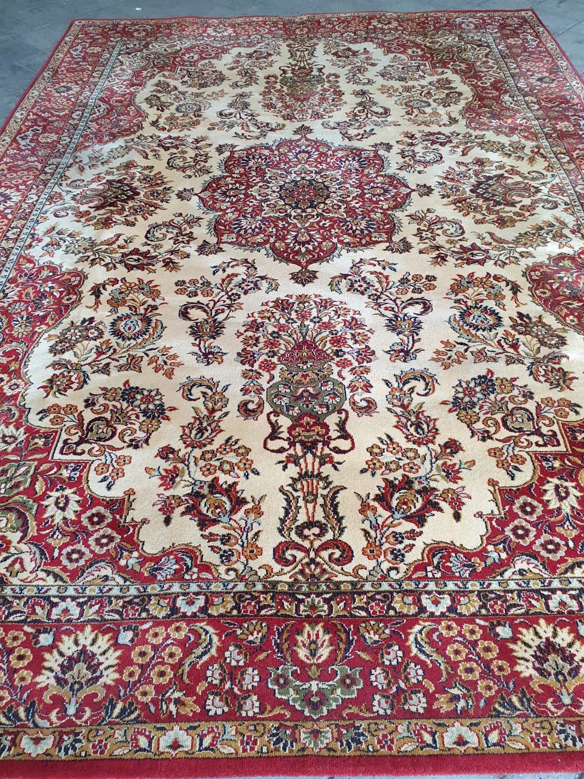 Vintage perzisch tapijt 350x250 Tabriz, Groen, Gebruikt, 200 cm of meer, 200 cm of meer