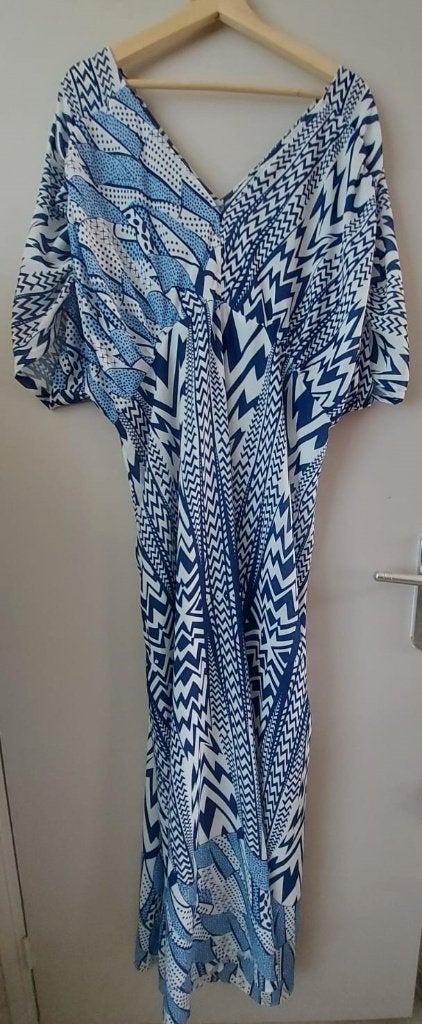 Maxi jurk met aztec print - Floryday, maat XL, Kleding | Dames, Blauw, Maat 42/44 (L), Ophalen of Verzenden, Zo goed als nieuw