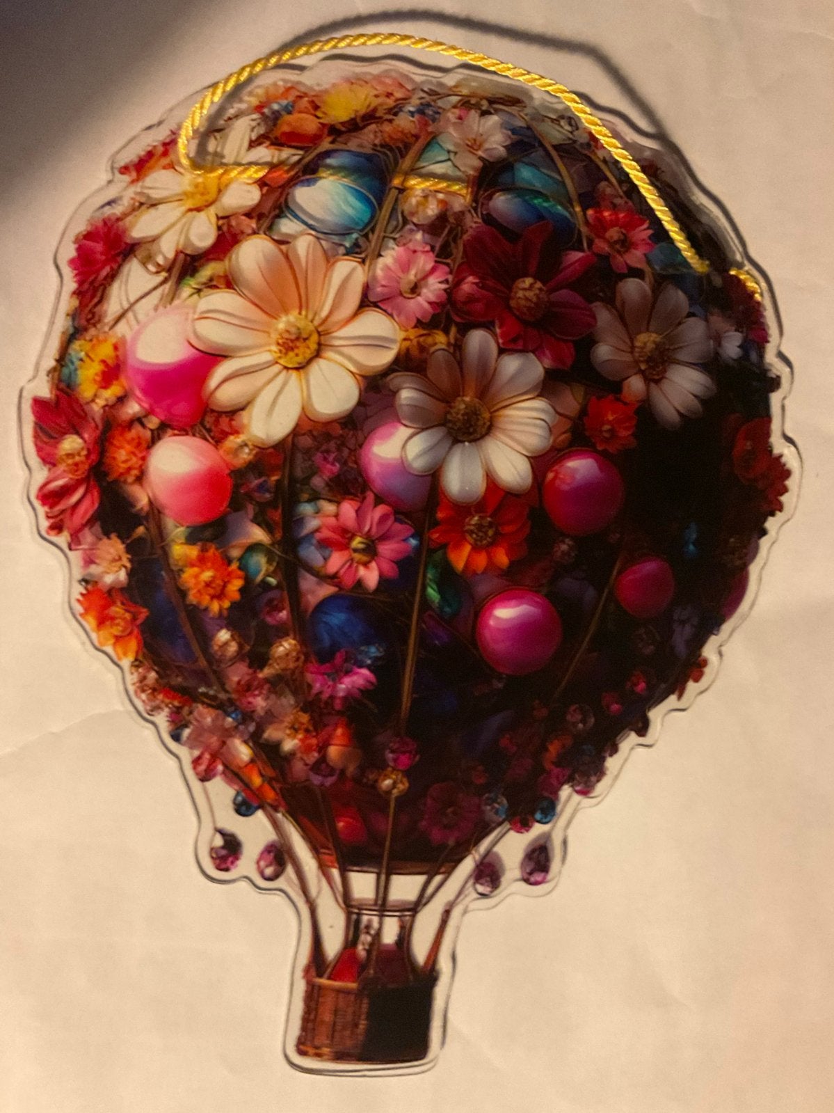 Raamhanger luchtballon met bloemen, Ophalen of Verzenden, Zo goed als nieuw
