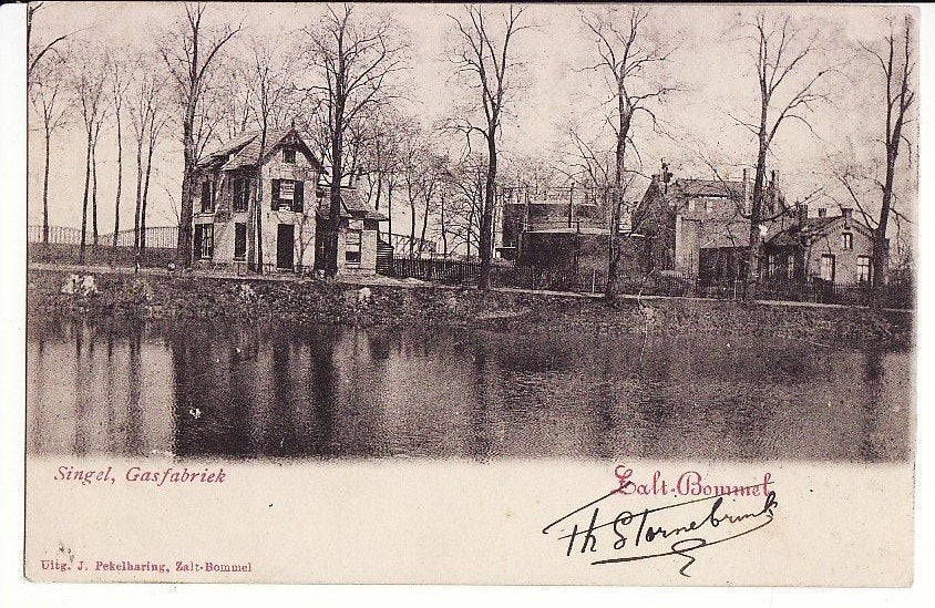 Zalt-Bommel Singel met Gasfabriek 1902 -topkaart-Zaltbommel-, Verzamelen, Ophalen, Voor 1920, Gelopen, Gelderland